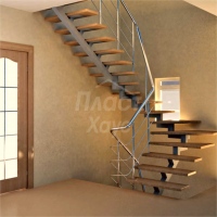 П-образная лестница на монокосоуре с забежными ступенями и поворотом на 180° №9