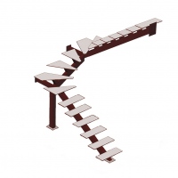 П-образная лестница на монокосоуре с забежными ступенями и поворотом на 180° №9