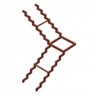 Г-образная металлическая лестница на ломаных косоурах с промежуточной площадкой и поворотом 90° №3