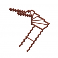 П-образная лестница на ломаных косоурах с забежными ступенями и поворотом на 180° №4