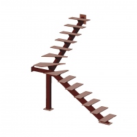 Г-образная металлическая лестница на косоуре с забежными ступенями и поворотом на 90° №7