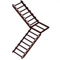 Г-образная лестница на закрытом каркасе с промежуточной площадкой и поворотом на 90° №12