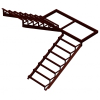 П-образная лестница на закрытом каркасе с промежуточной площадкой и поворотом на 180° №14